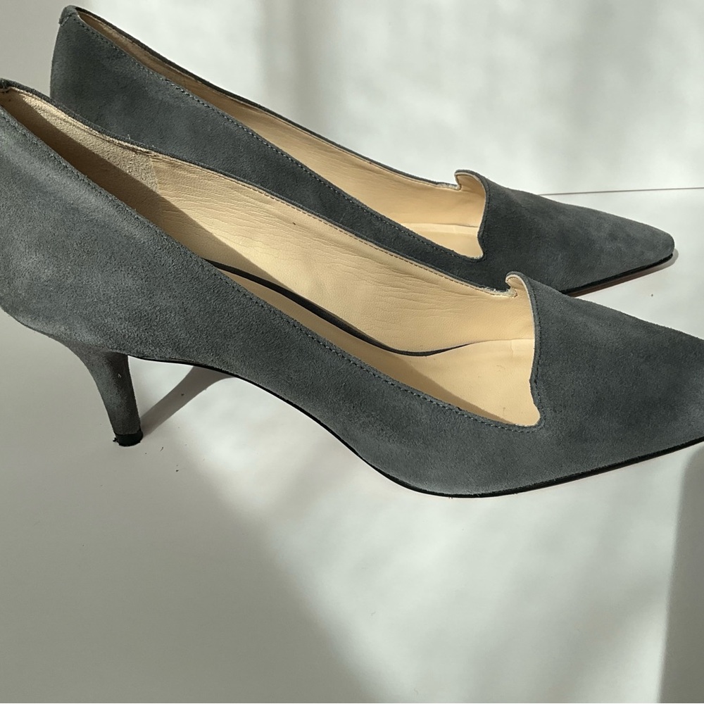 Nine West Gray Suede Kitten Heel Pumps - Picture 6 of 9